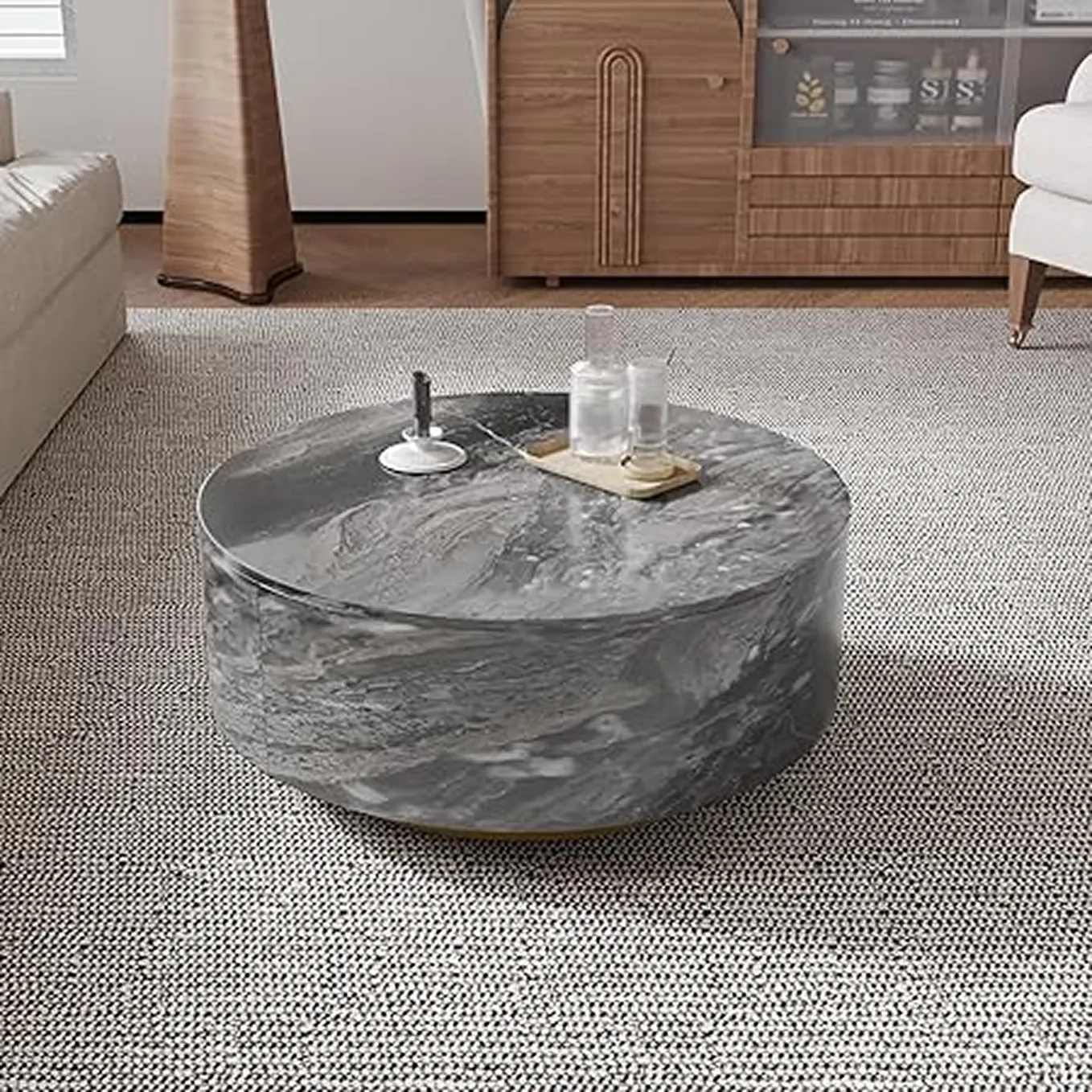 Contemporary Circular Coffee Table With Dual Storage Drawers 3 1750233922