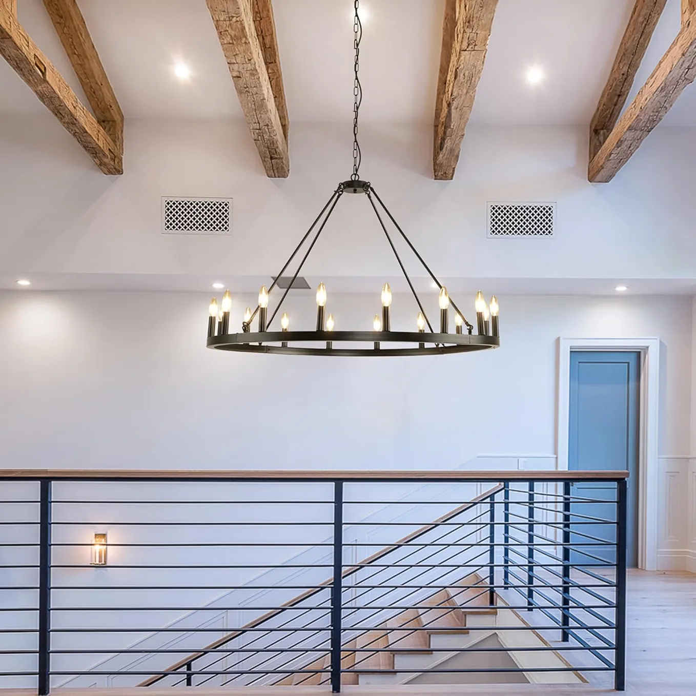 Dark Wagon Wheel Chandelier For Farmhouse 2 1750236608
