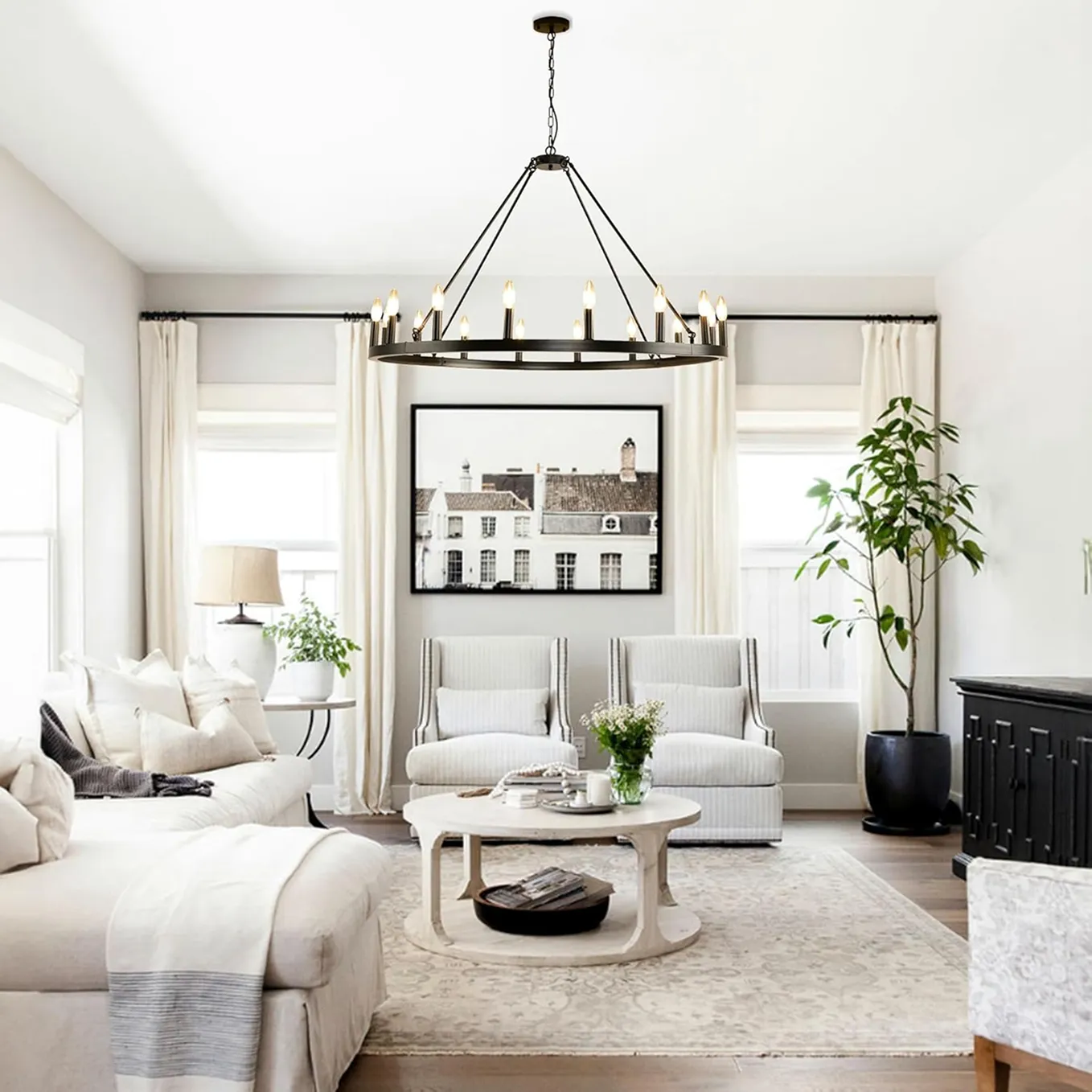Dark Wagon Wheel Chandelier For Farmhouse 3 1750236609