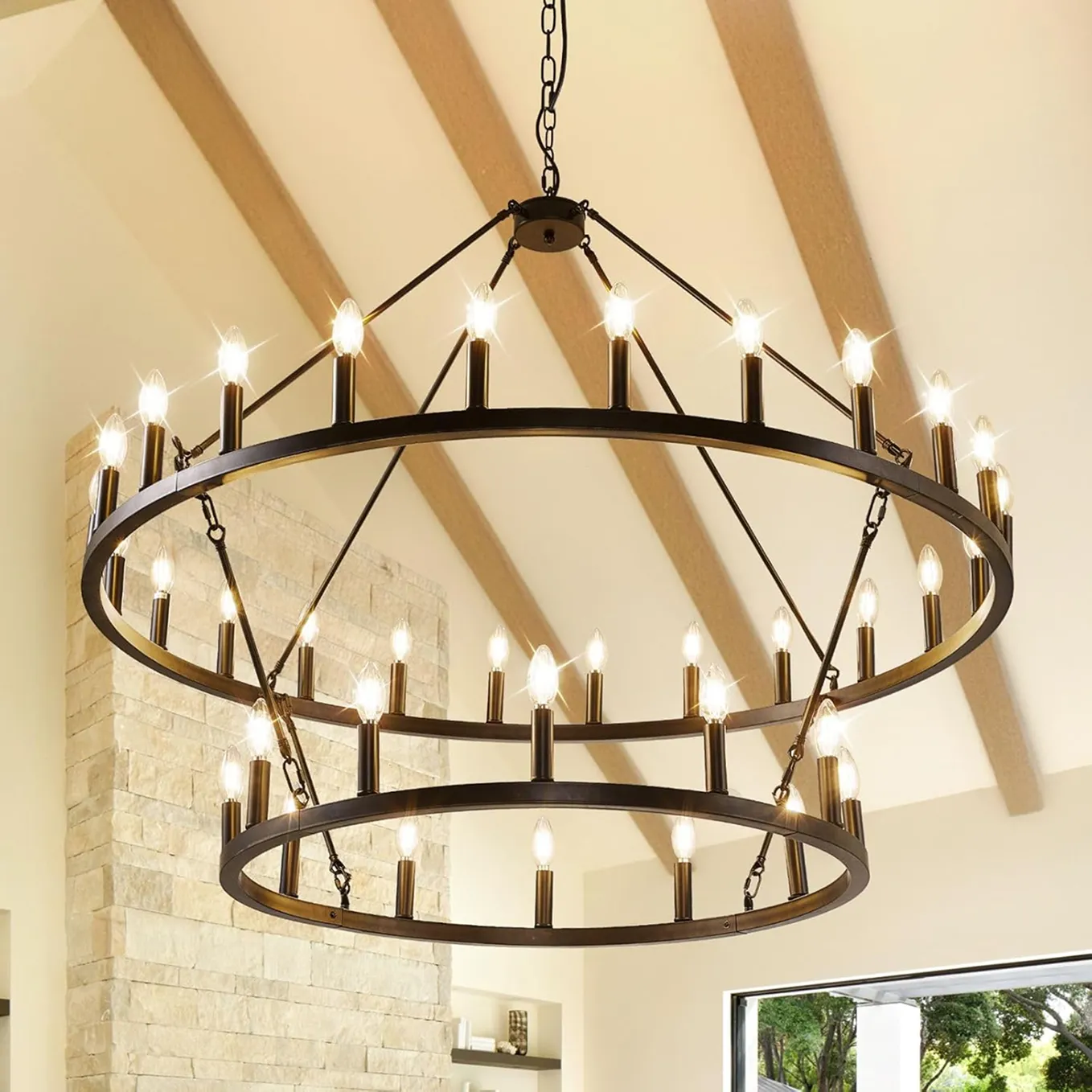Golden Carriage Wheel Chandelier 1 1750235510