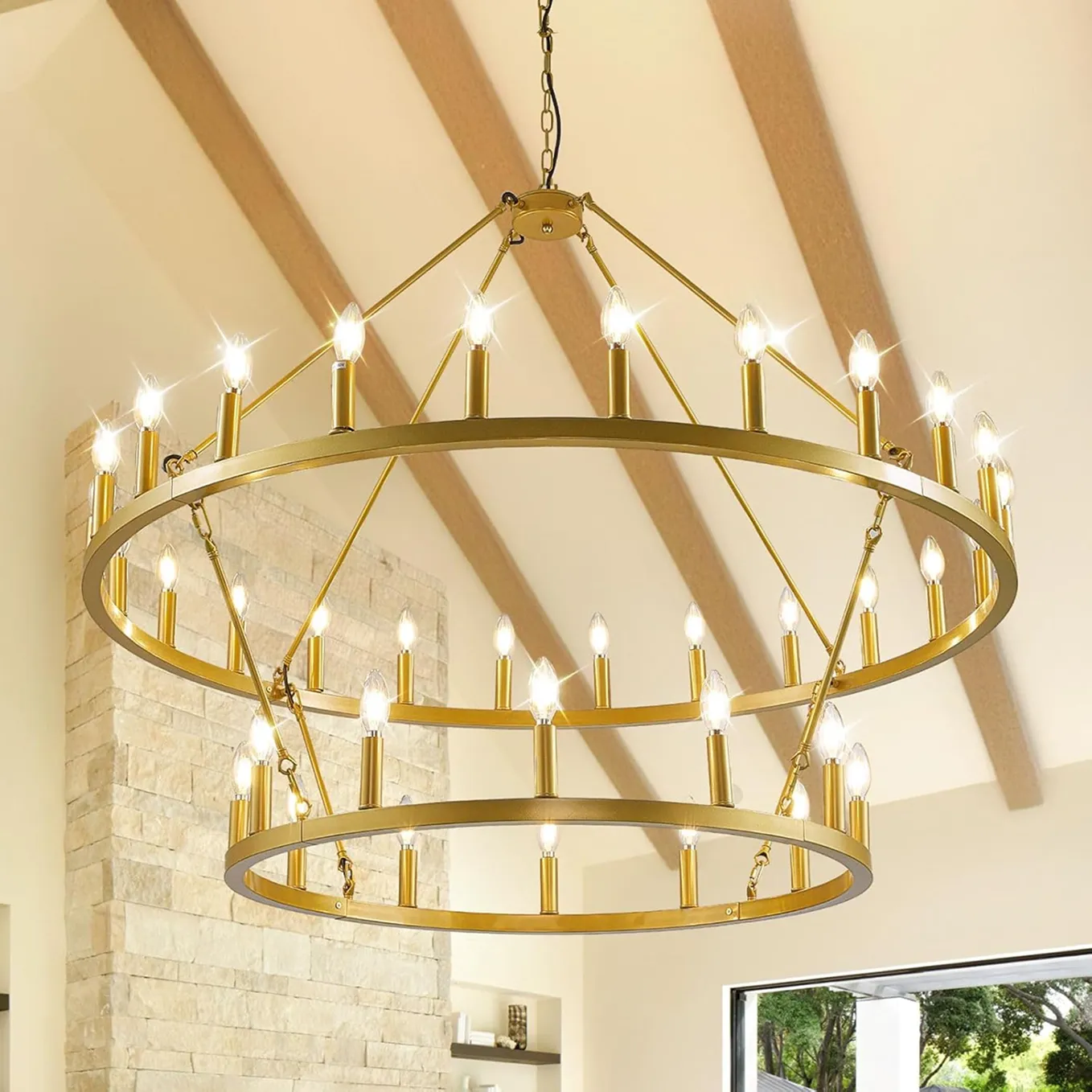 Golden Carriage Wheel Chandelier 4 1750235513