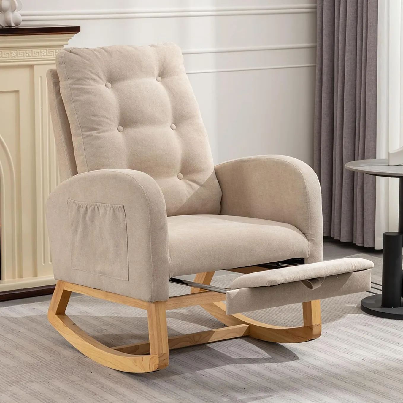 Modern Grey Rocking Chair With Ottoman For Bedroom Or Living Area 2 1750233749