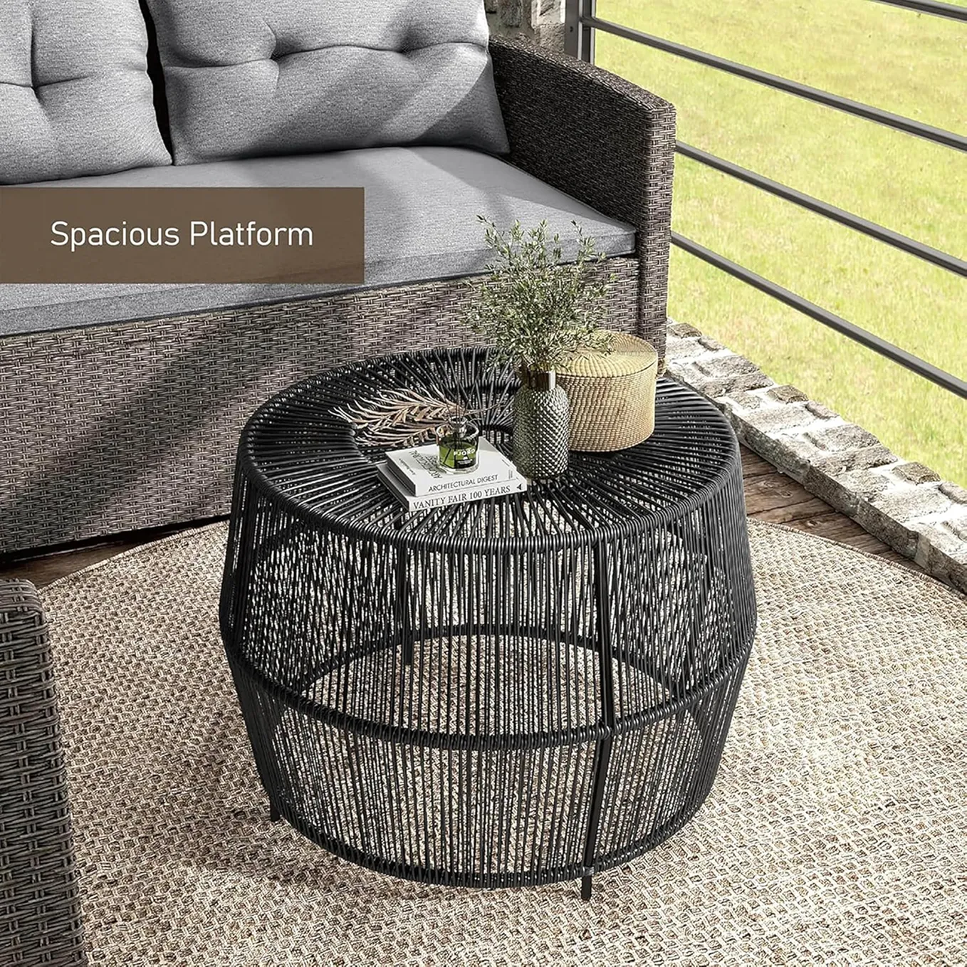 Round Coffee Table Outdoor With Metal Frame 4 1750301536