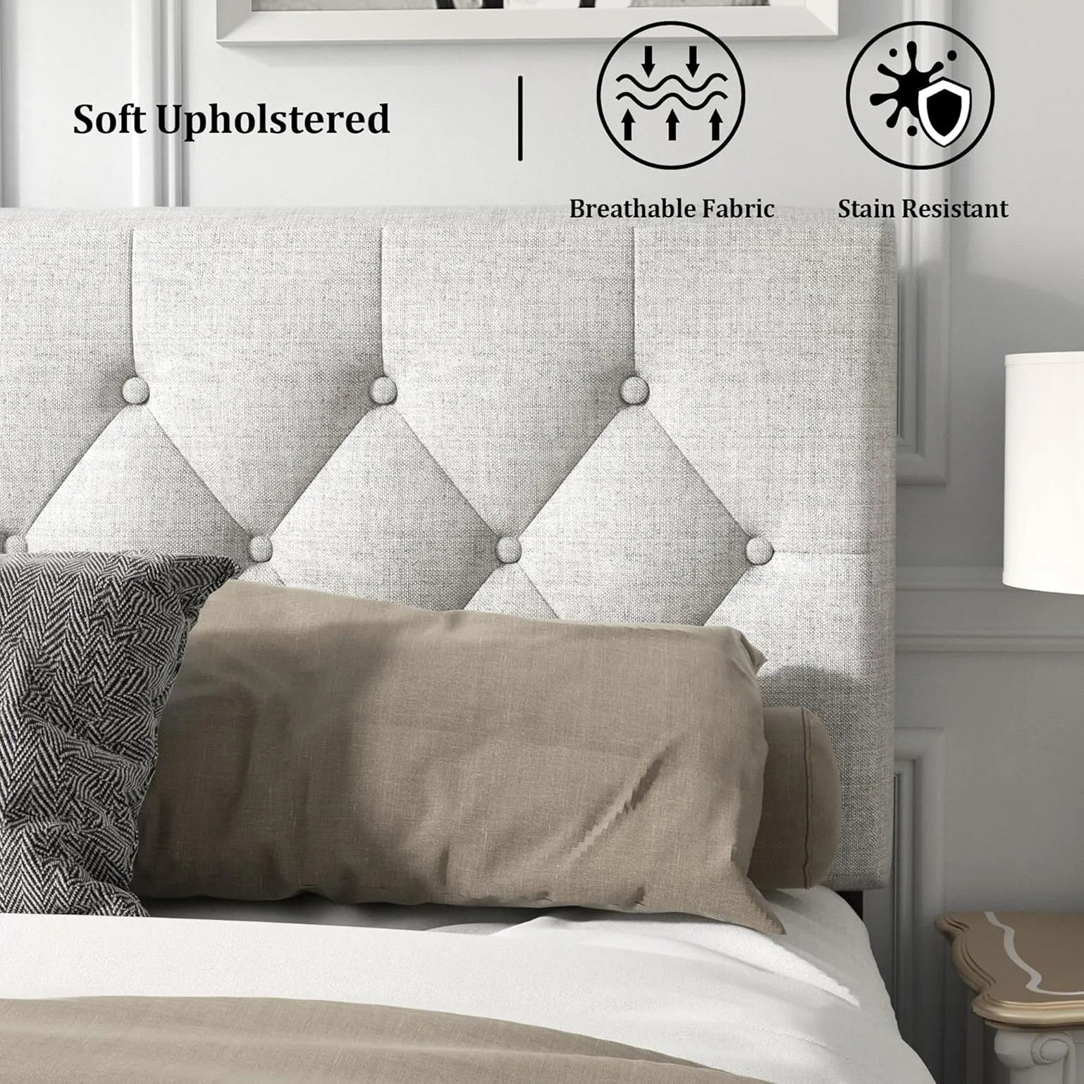Upholstered Bed Frame With Button Tufted Headboard 4 1750241734