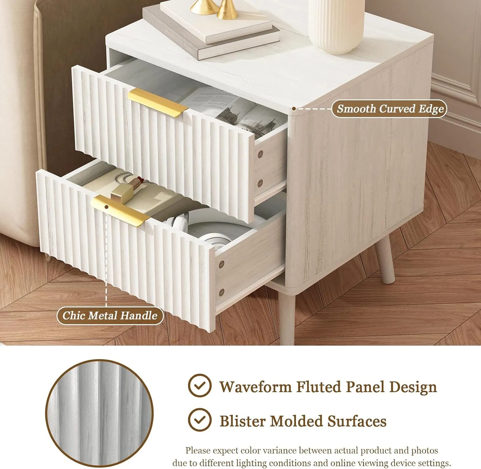 White Fluted Bedside Table With 2 Drawers 2 1750242407
