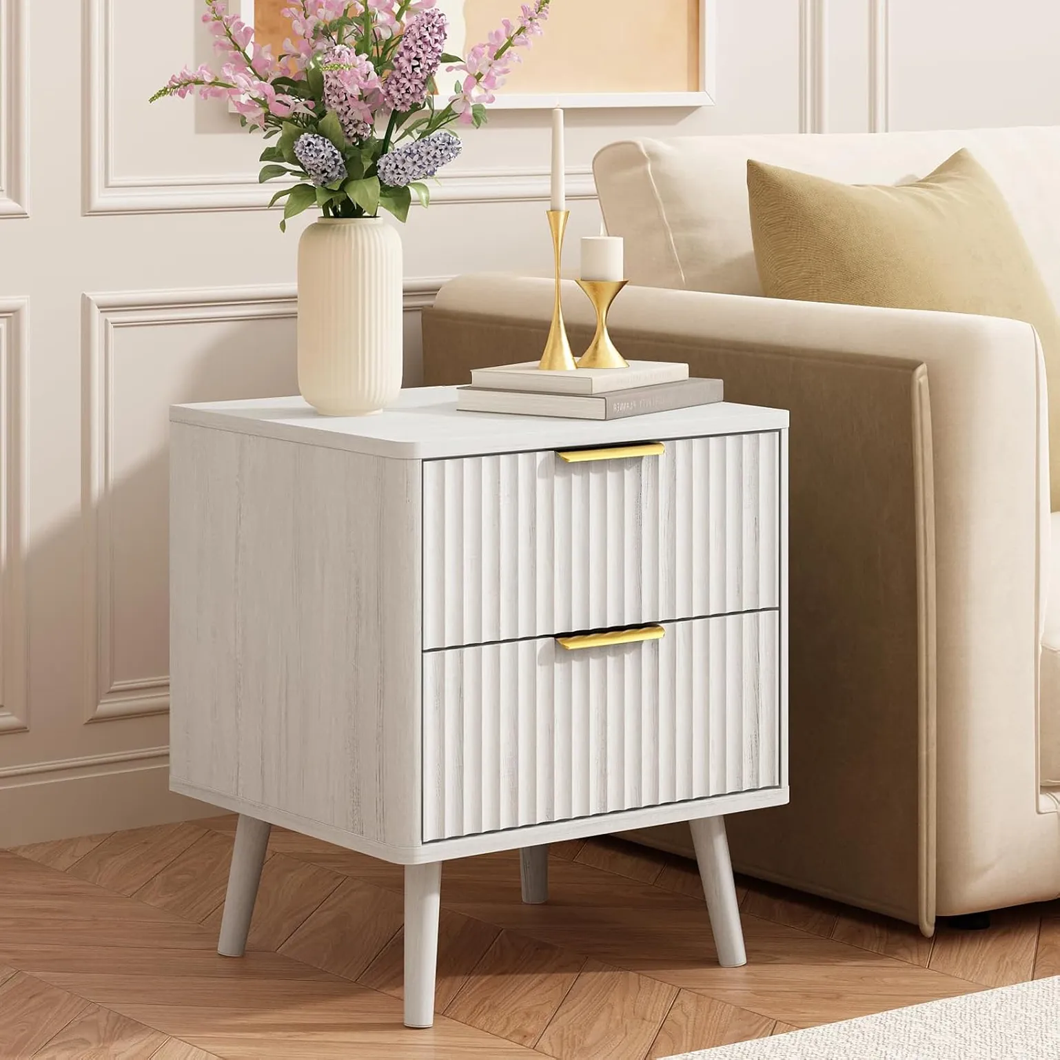 White Fluted Bedside Table With 2 Drawers 3 1750242408